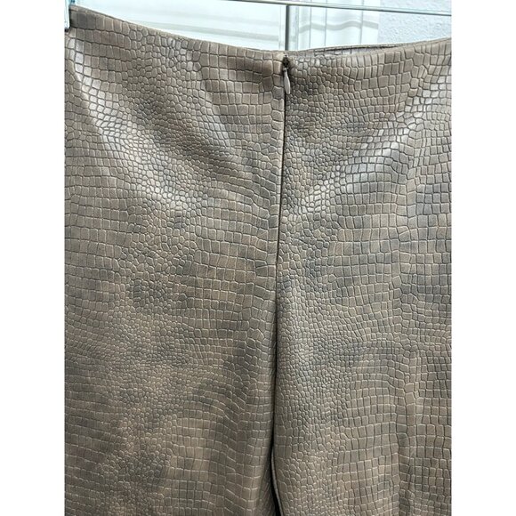 Vintage 90s Brown Crocodile Print Faux Leather Pants By View Moda Italiana Sz 8 - Picture 4 of 9